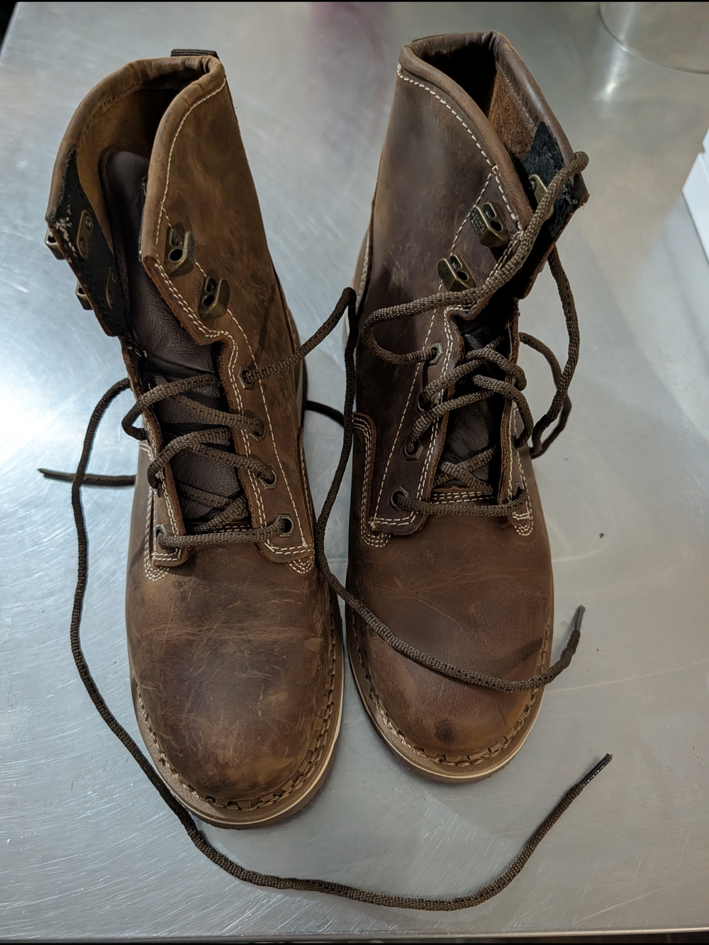 Georgia Boot Brown Leather Lace-Up Work Boots